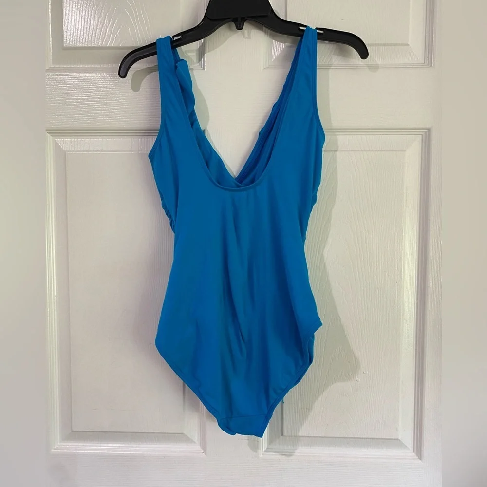 Lauren Ralph Lauren One Piece Swimsuit Size 8 Blue Slimming